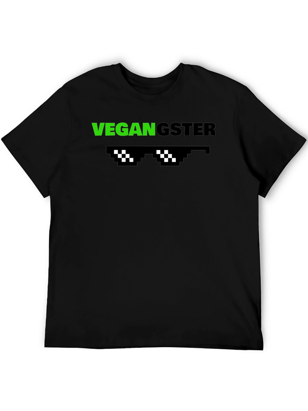 Vegan Gangster Graphic Tee - Cool Pixel Sunglasses Design