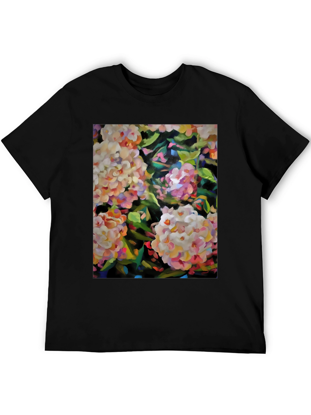 Floral Art Graphic Tee - Stylish Black T-Shirt