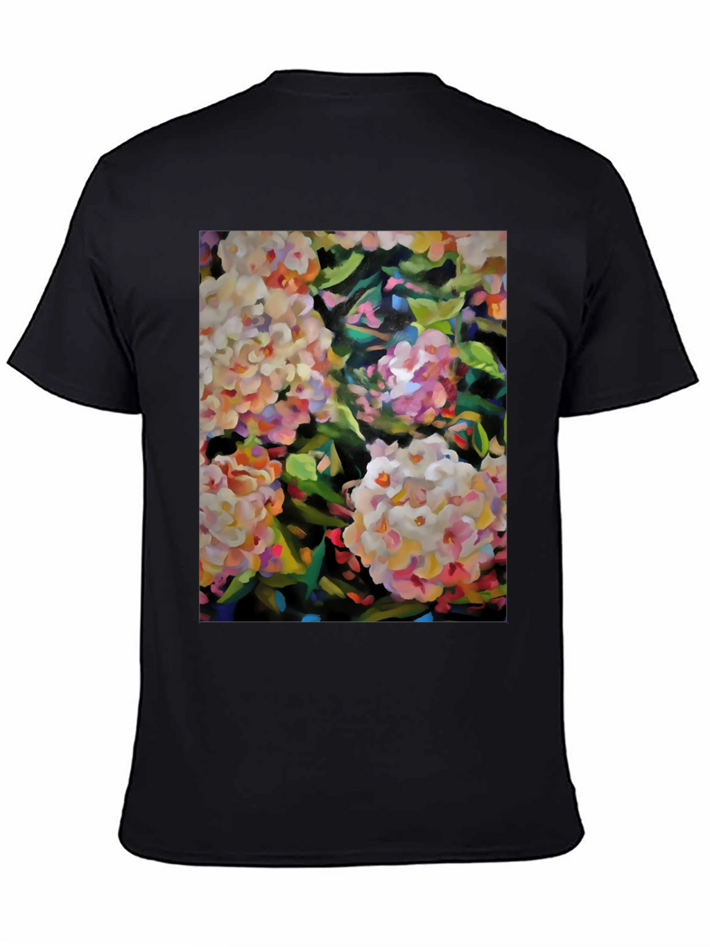 Floral Art Graphic Tee - Stylish Black T-Shirt