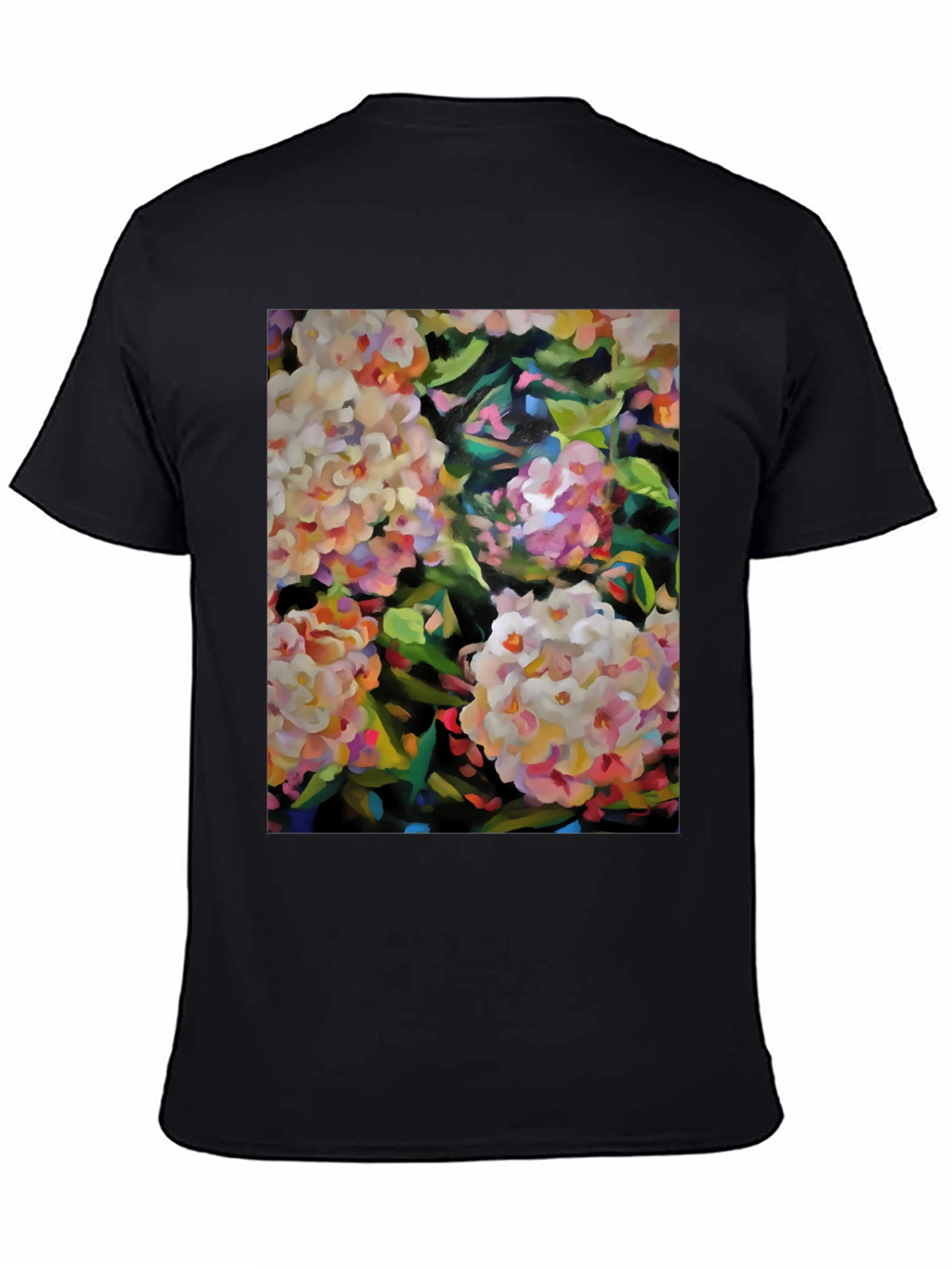 Floral Art Graphic Tee - Stylish Black T-Shirt
