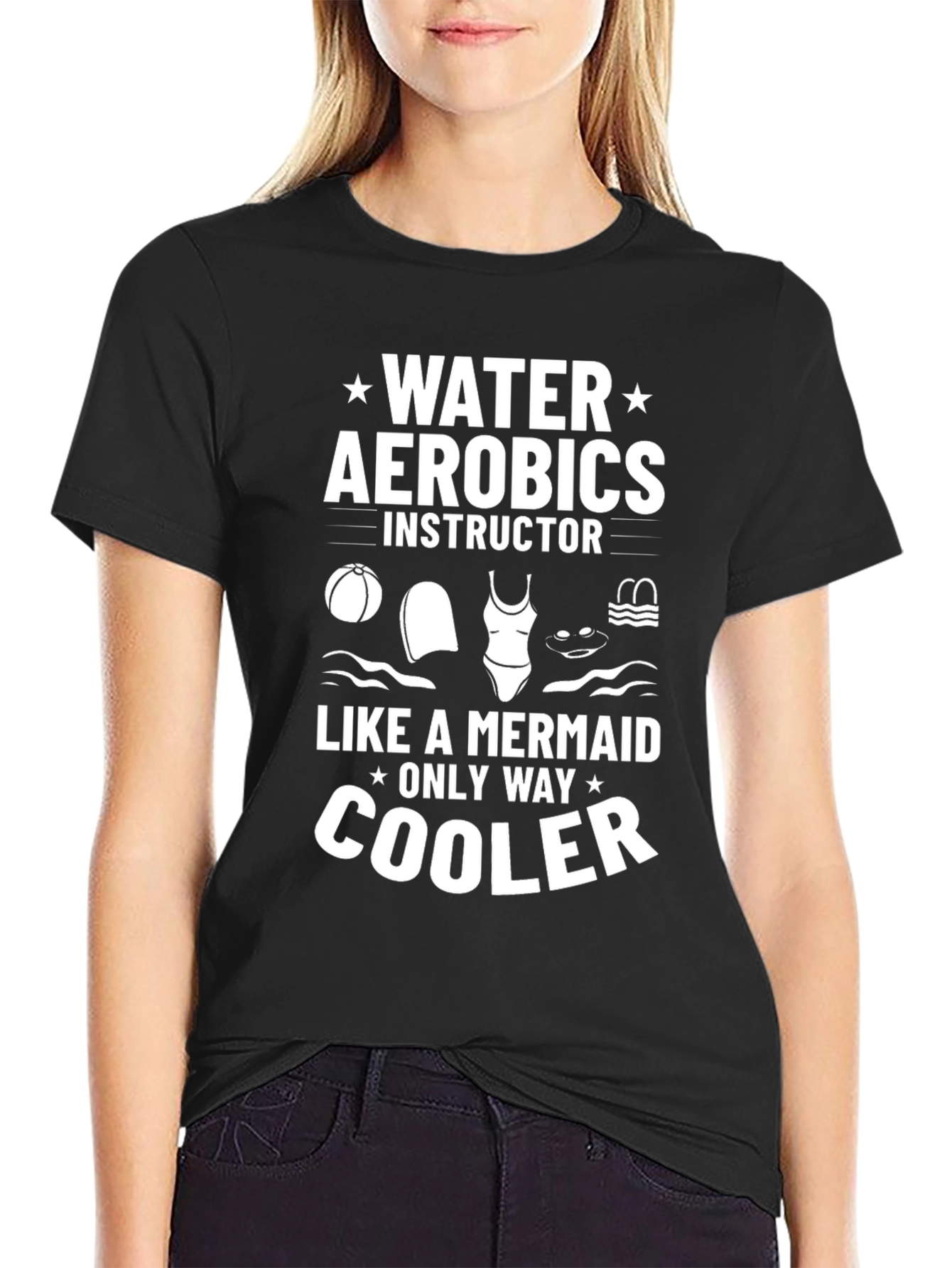 Water Aerobics Instructor T-Shirt - Mermaid Design