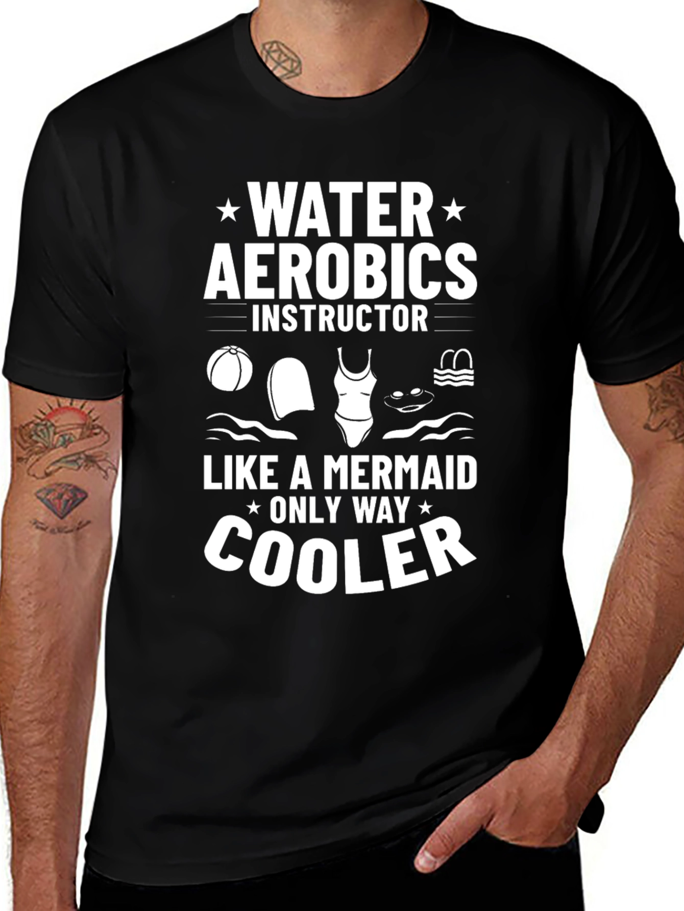 Water Aerobics Instructor T-Shirt - Mermaid Design