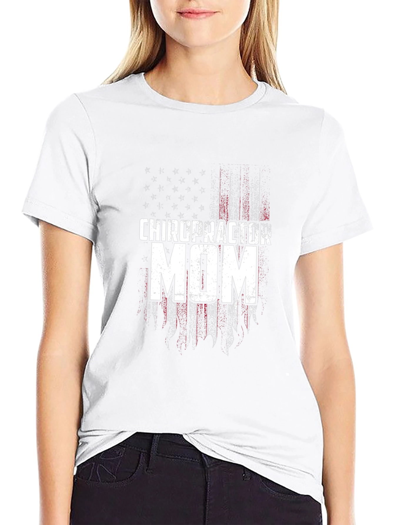 Chiropractor Mom T-Shirt - Patriotic Flag Design