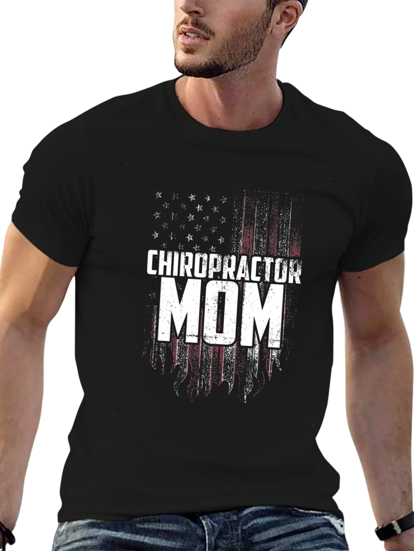 Chiropractor Mom T-Shirt - Patriotic Flag Design