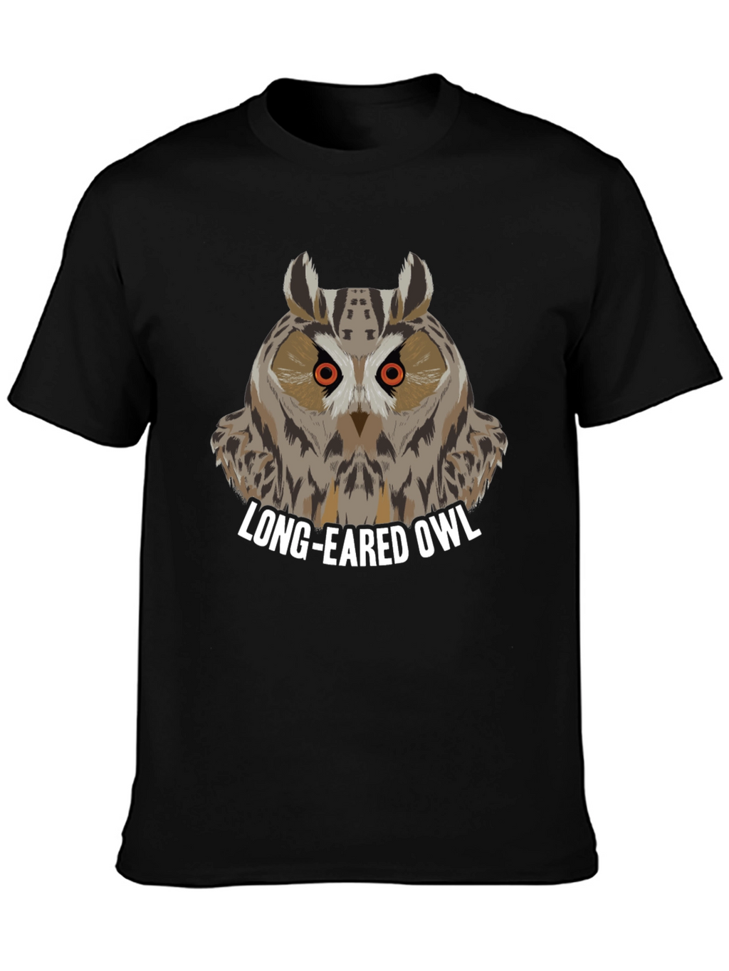 Long-Eared Owl Graphic Tee - Black Cotton T-Shirt