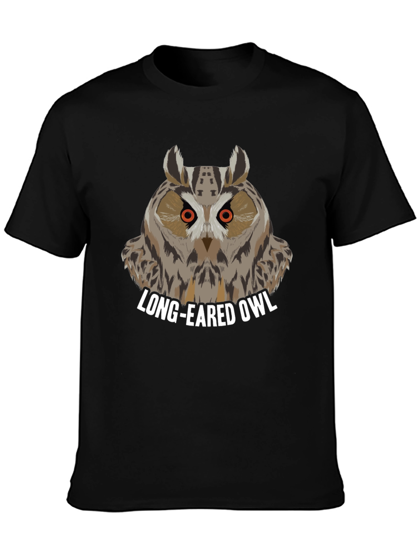 Long-Eared Owl Graphic Tee - Black Cotton T-Shirt