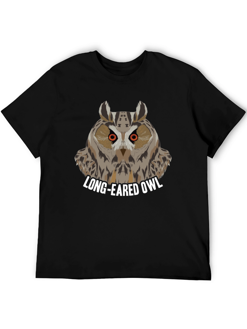 Long-Eared Owl Graphic Tee - Black Cotton T-Shirt
