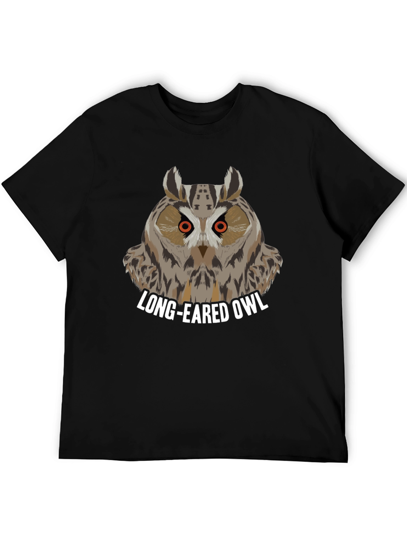 Long-Eared Owl Graphic Tee - Black Cotton T-Shirt