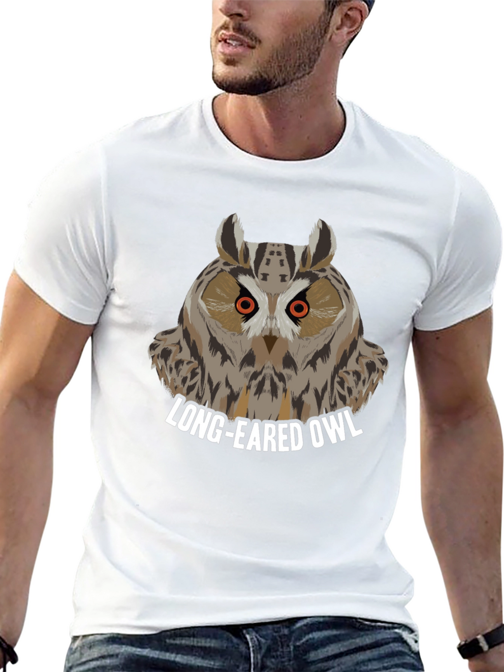 Long-Eared Owl Graphic Tee - Black Cotton T-Shirt