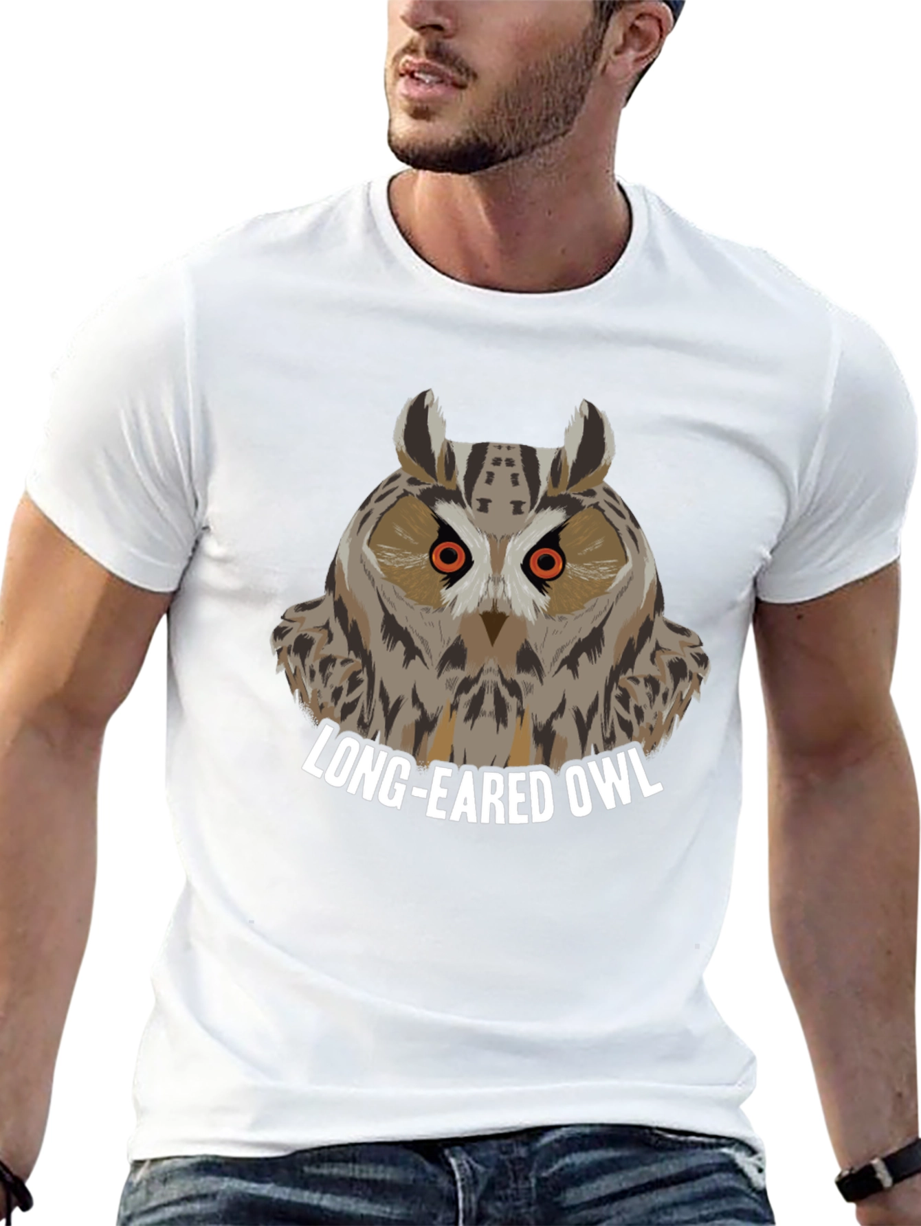 Long-Eared Owl Graphic Tee - Black Cotton T-Shirt