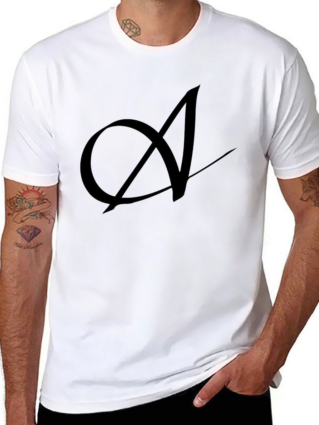 Elegant Black T-Shirt with Artistic A Design