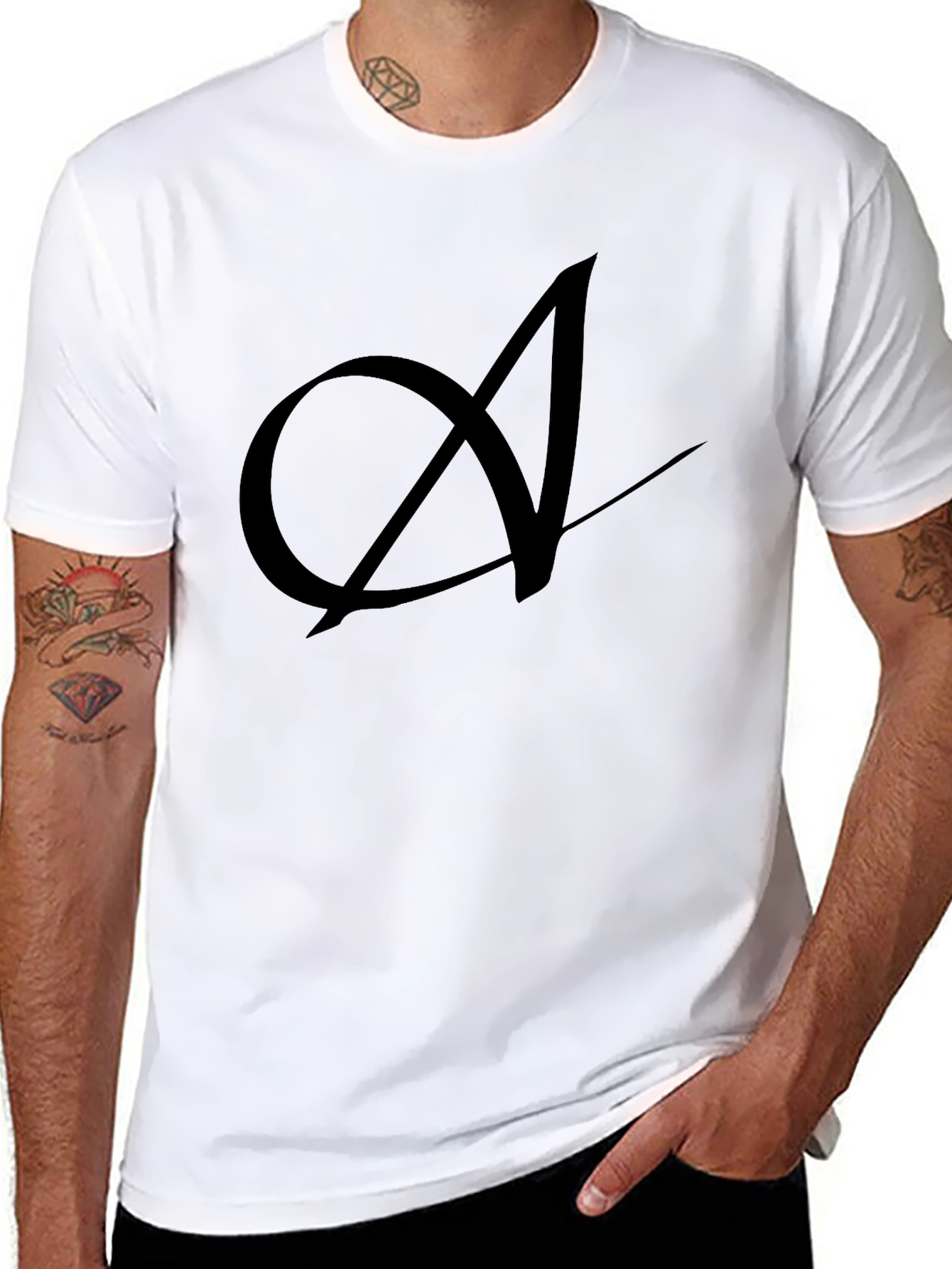 Elegant Black T-Shirt with Artistic A Design
