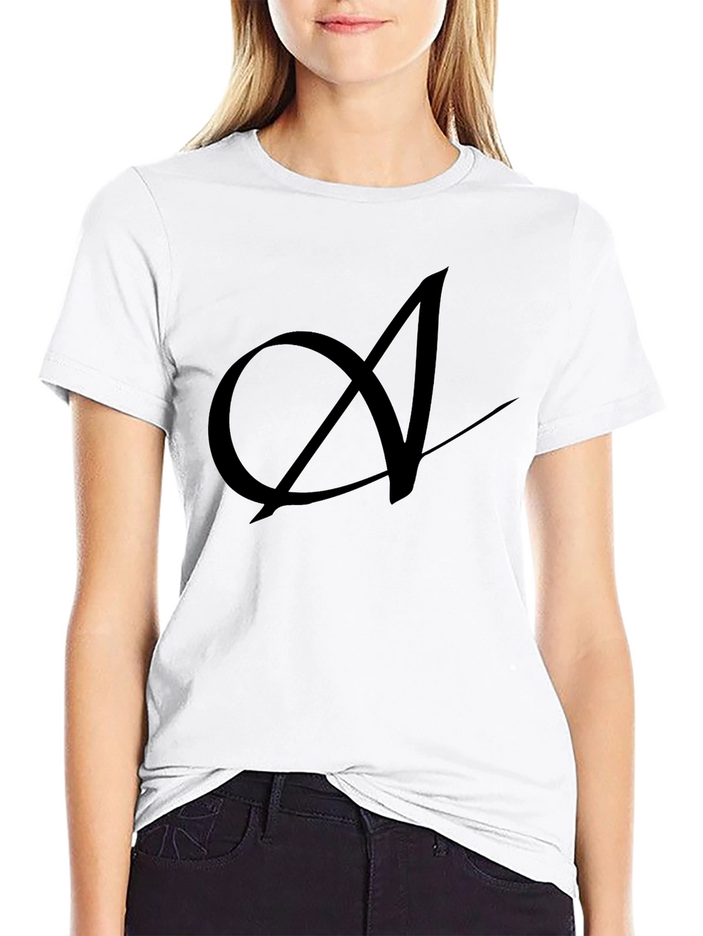 Elegant Black T-Shirt with Artistic A Design