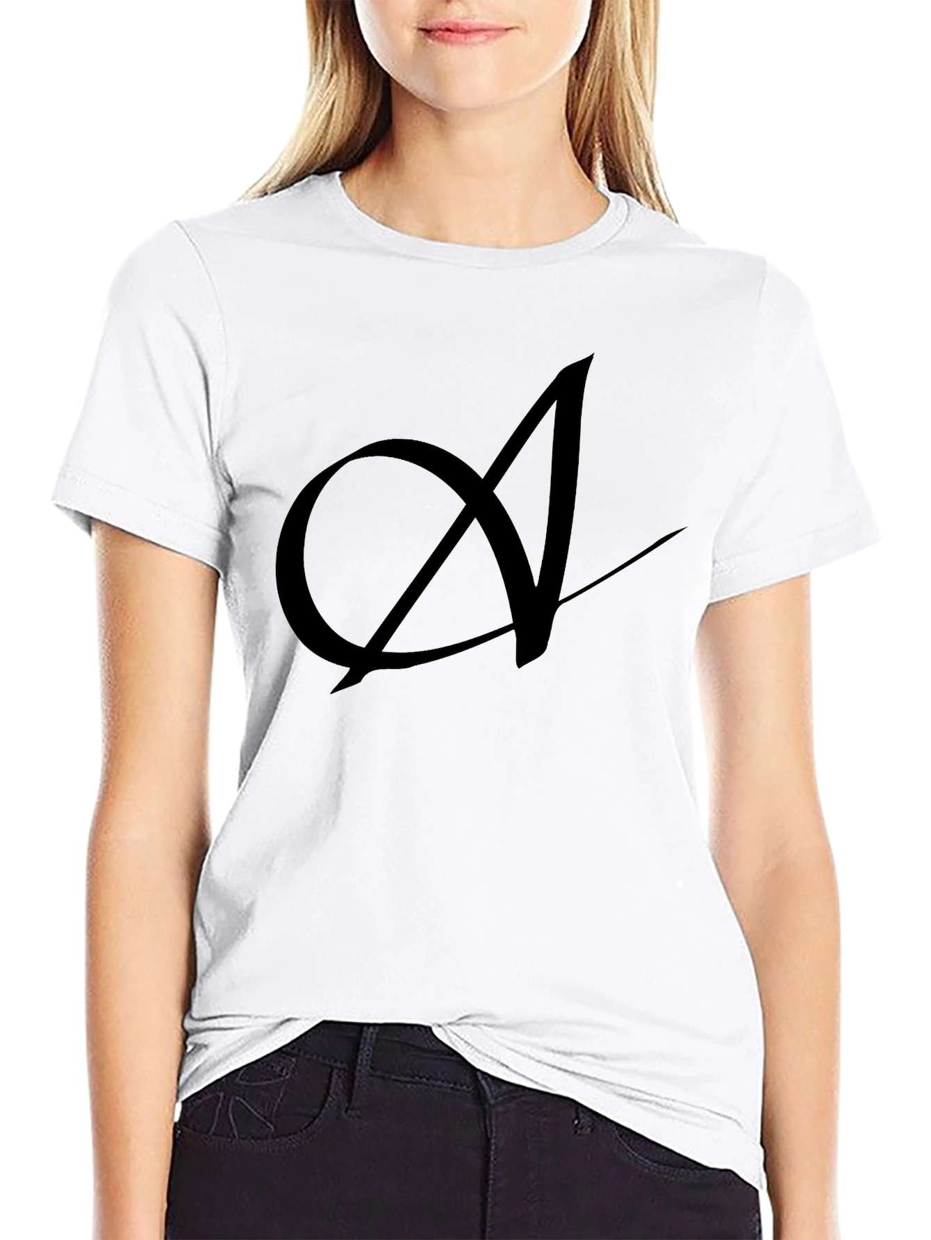 Elegant Black T-Shirt with Artistic A Design