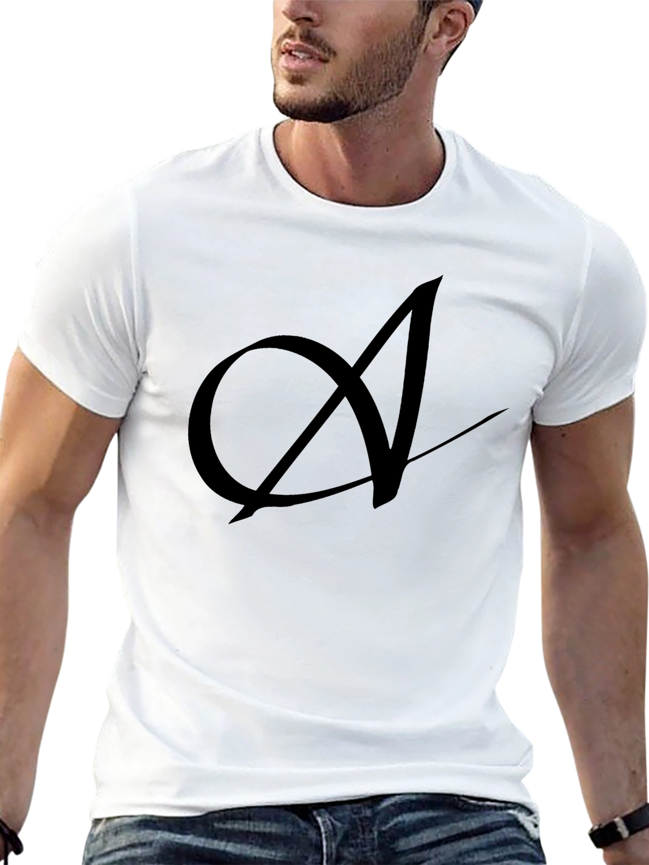 Elegant Black T-Shirt with Artistic A Design