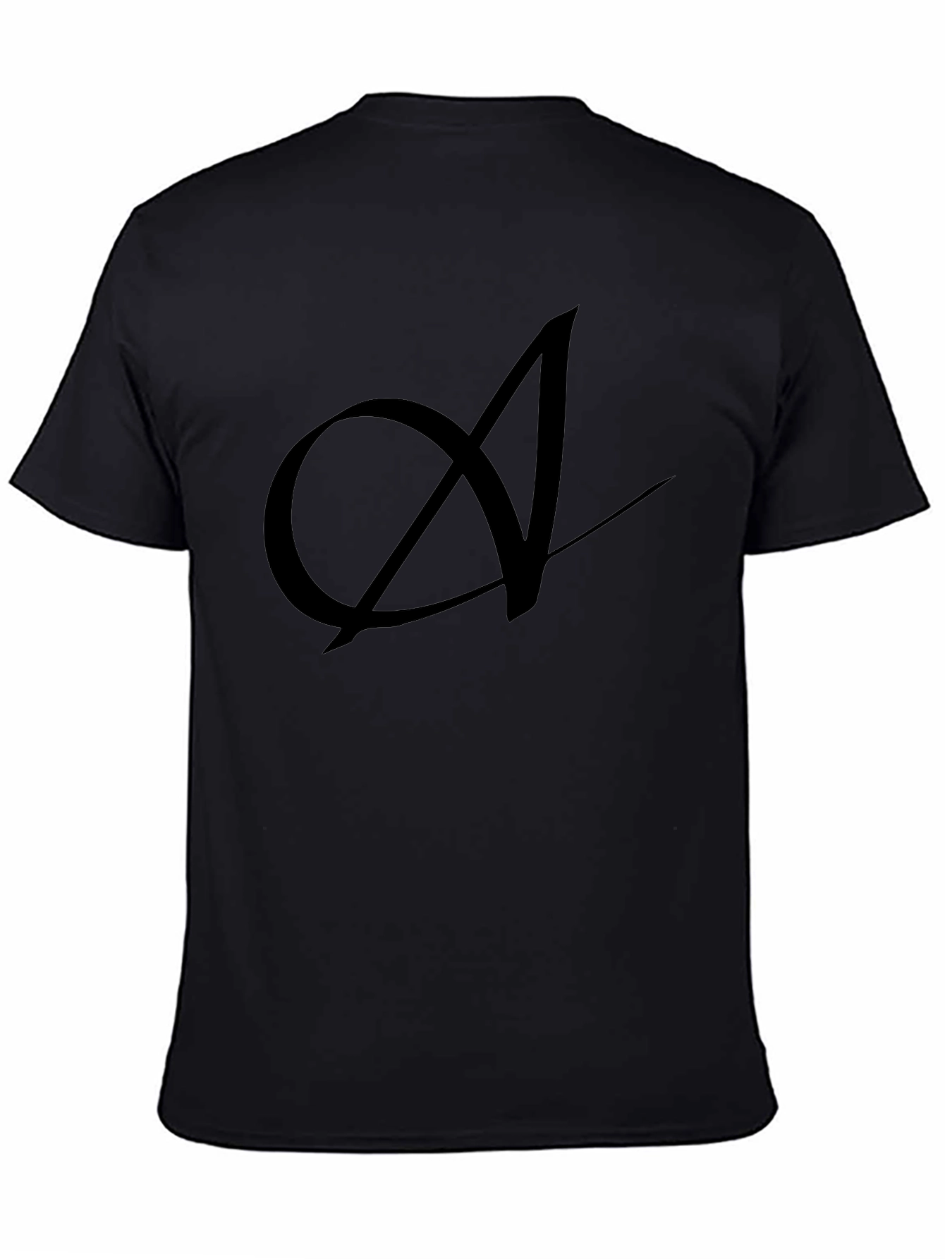 Elegant Black T-Shirt with Artistic A Design