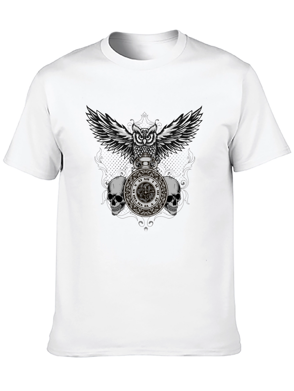 Owl & Skull Graphic T-Shirt - Dark Goth Style