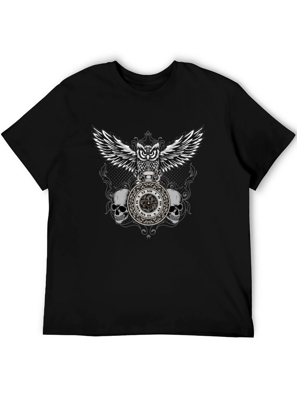 Owl & Skull Graphic T-Shirt - Dark Goth Style