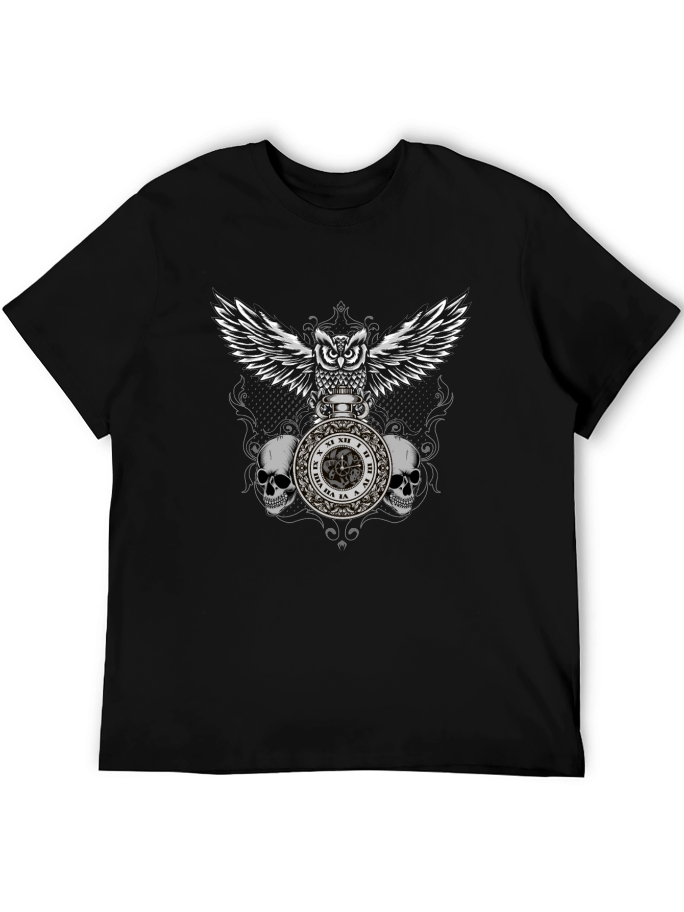 Owl & Skull Graphic T-Shirt - Dark Goth Style