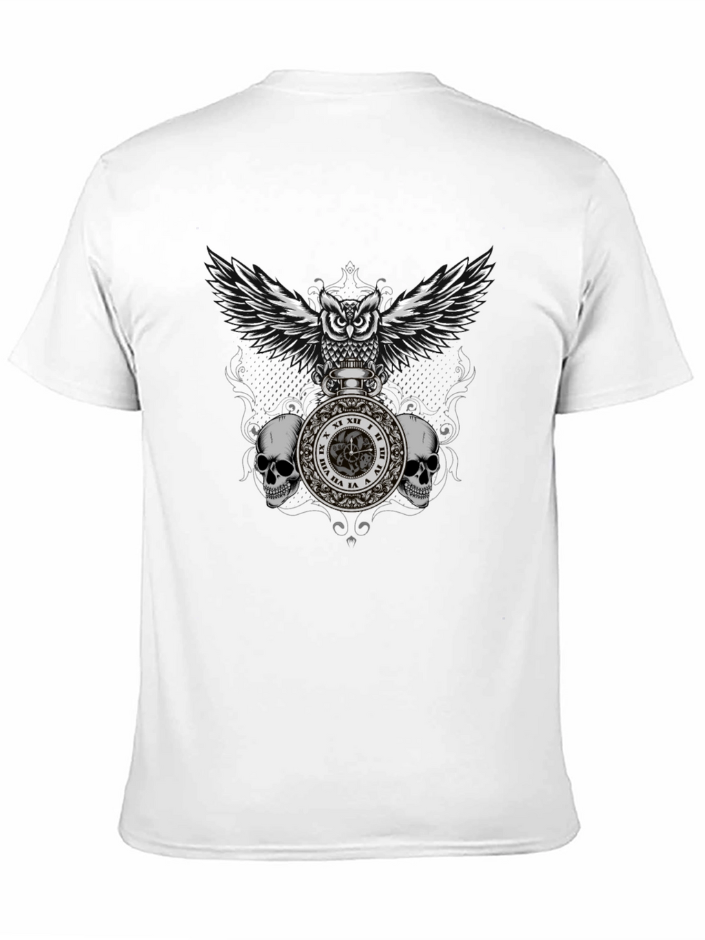 Owl & Skull Graphic T-Shirt - Dark Goth Style