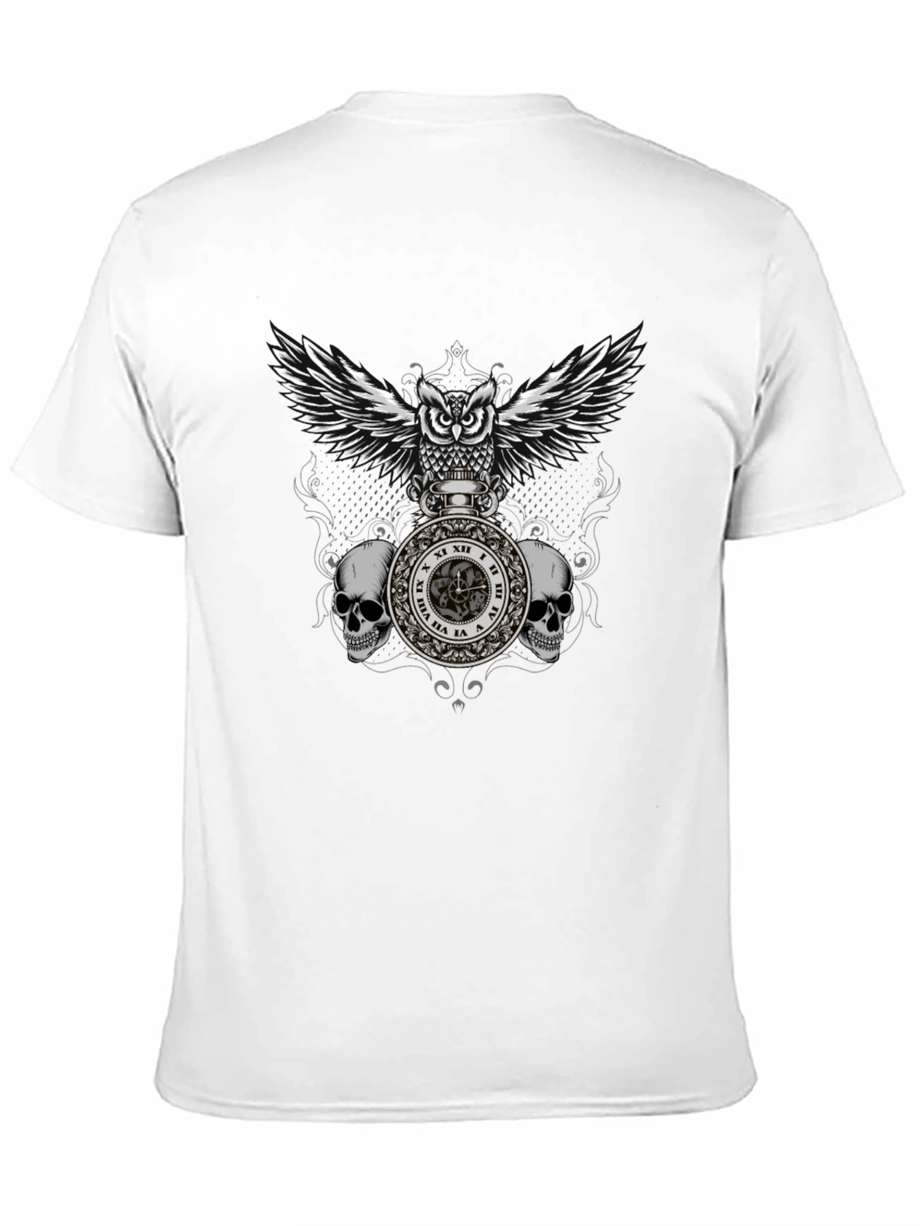 Owl & Skull Graphic T-Shirt - Dark Goth Style