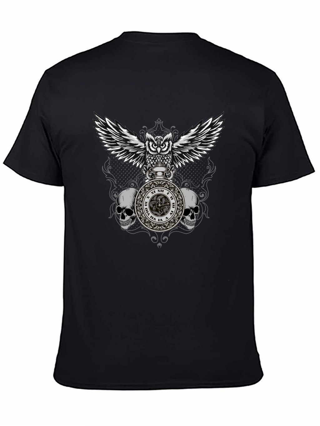 Owl & Skull Graphic T-Shirt - Dark Goth Style