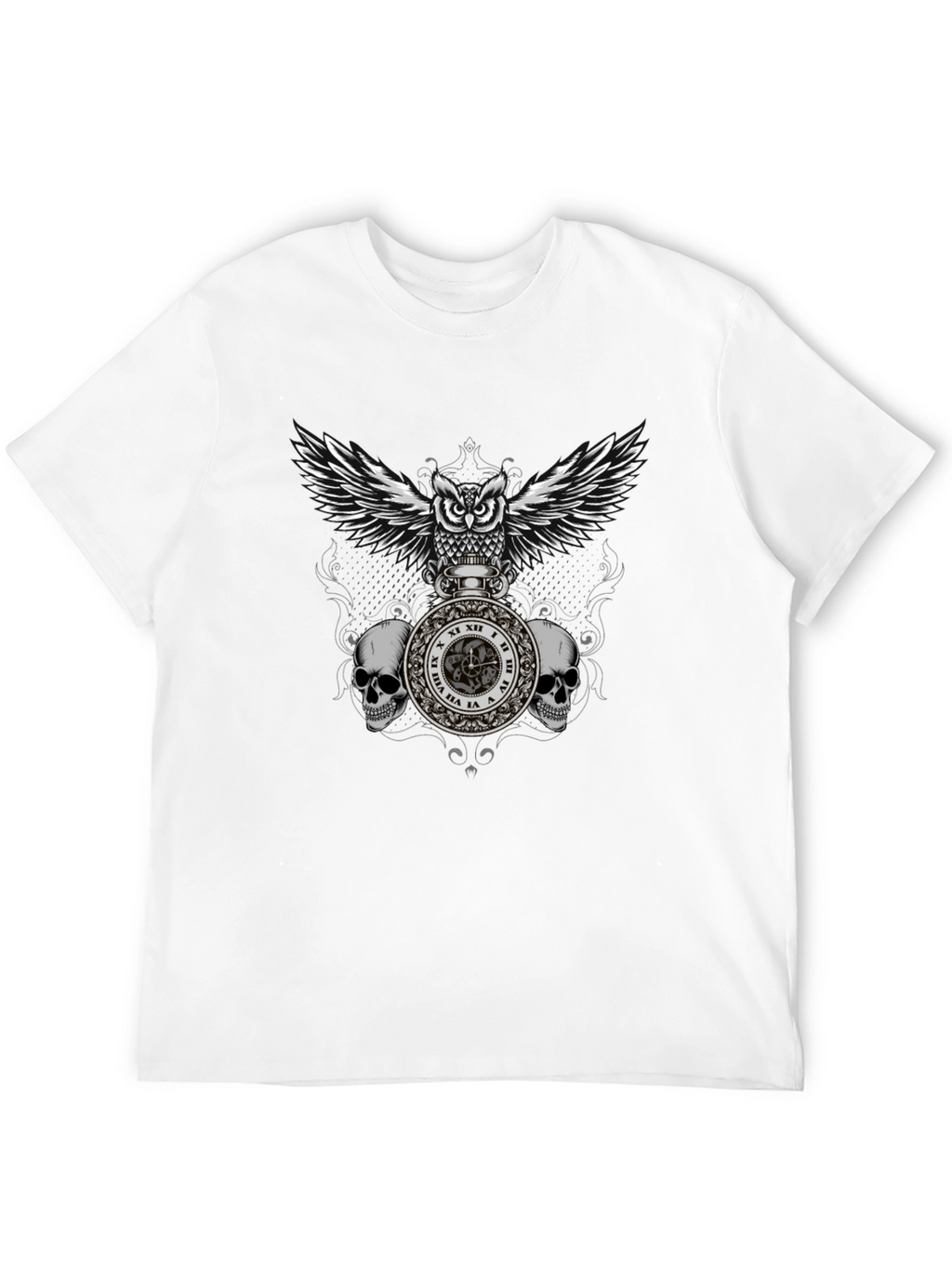 Owl & Skull Graphic T-Shirt - Dark Goth Style