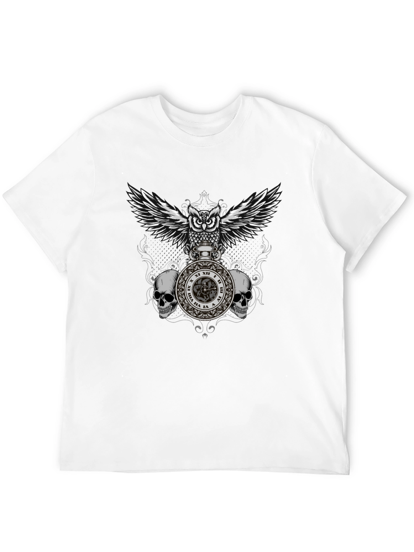 Owl & Skull Graphic T-Shirt - Dark Goth Style