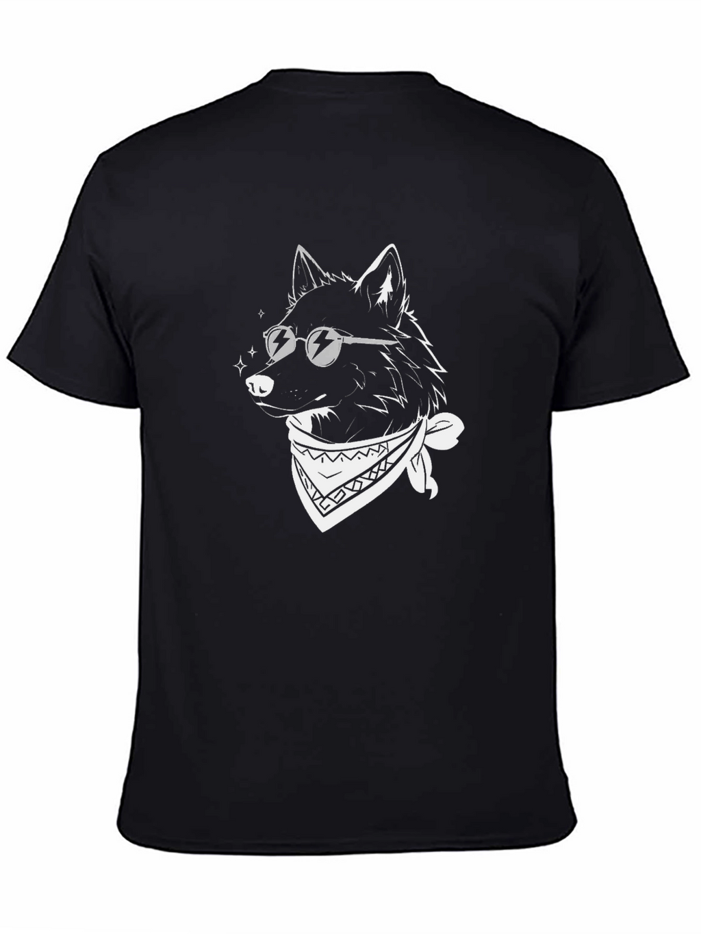 Cool Wolf Graphic Tee - Black Cotton Blend