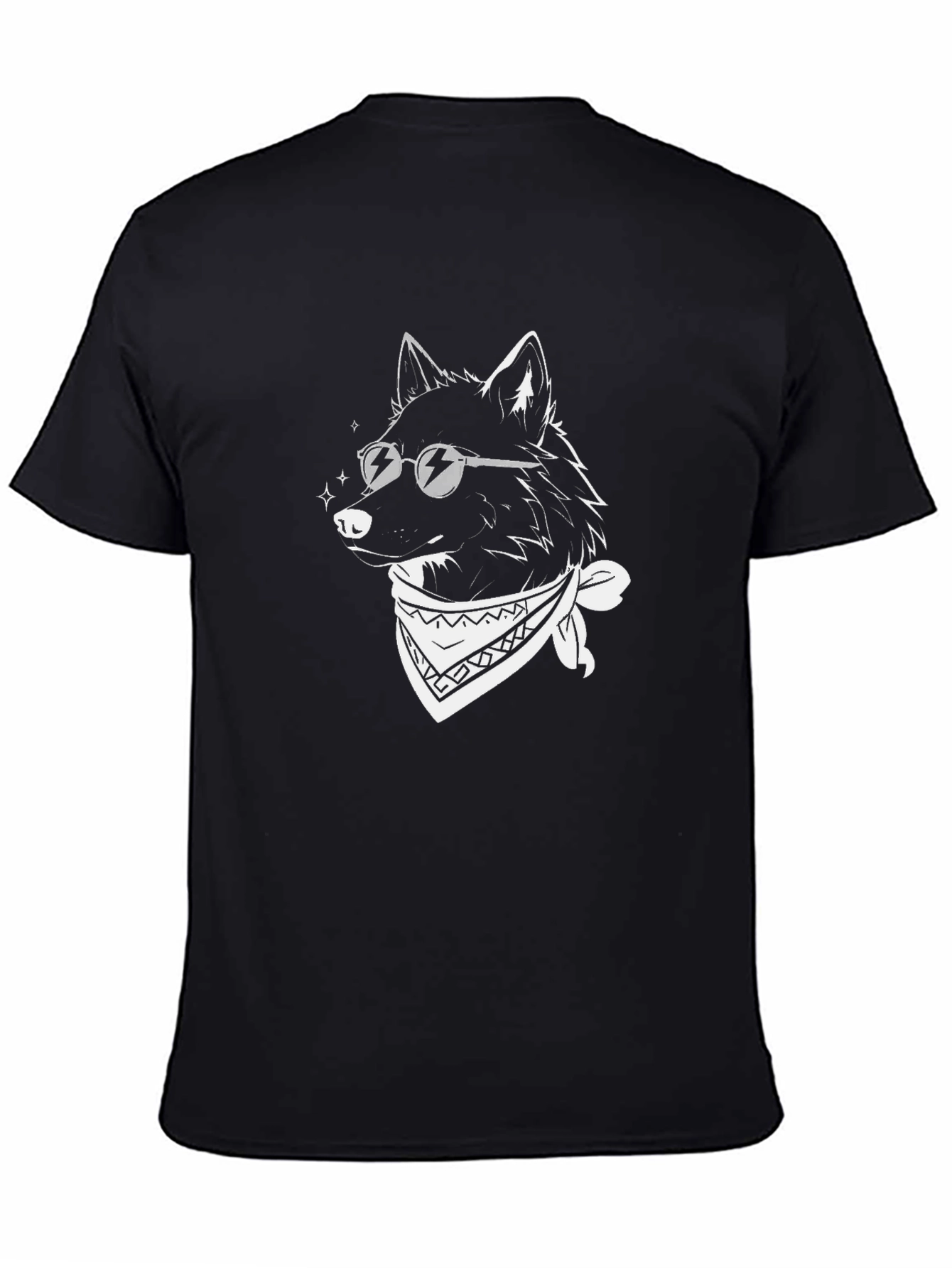 Cool Wolf Graphic Tee - Black Cotton Blend