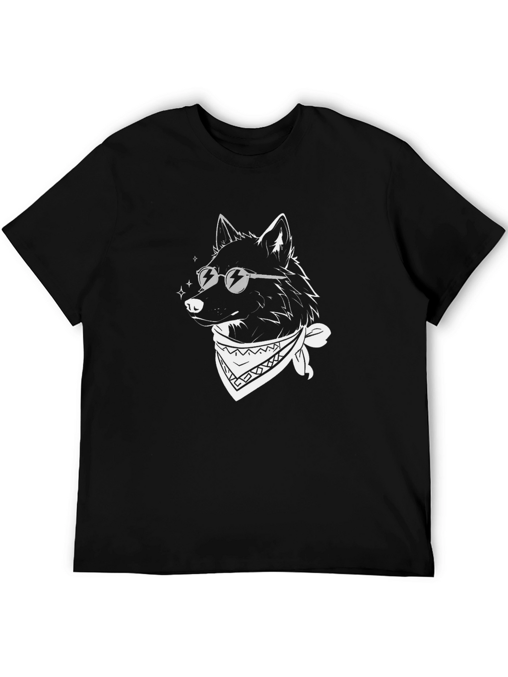 Cool Wolf Graphic Tee - Black Cotton Blend