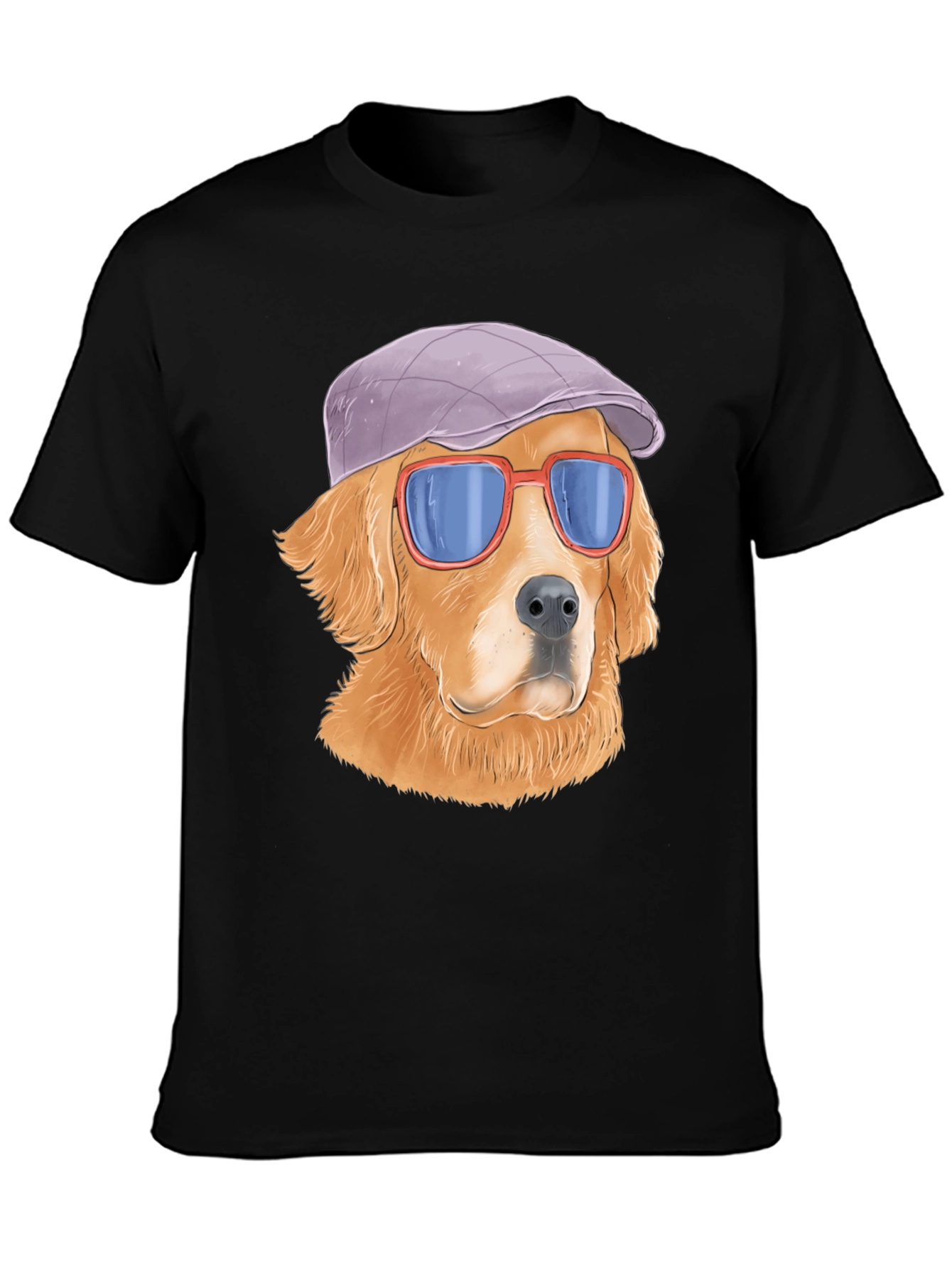 Cool Dog T-Shirt - Golden Retriever with Hat & Shades