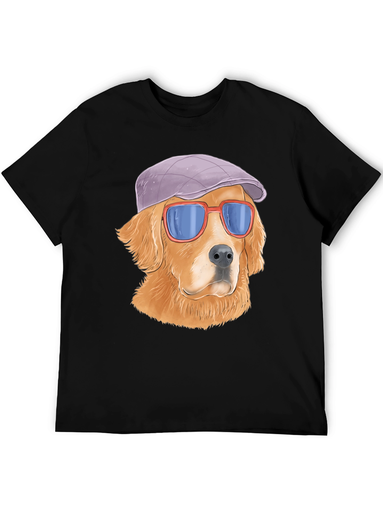 Cool Dog T-Shirt - Golden Retriever with Hat & Shades