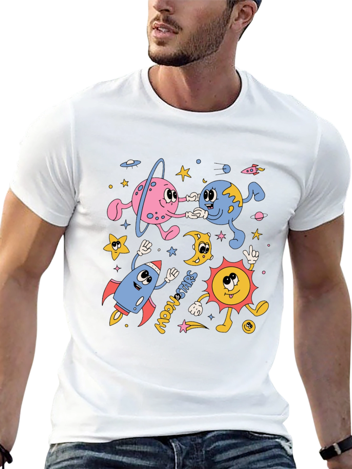 Retro Space Cartoon Graphic Tee