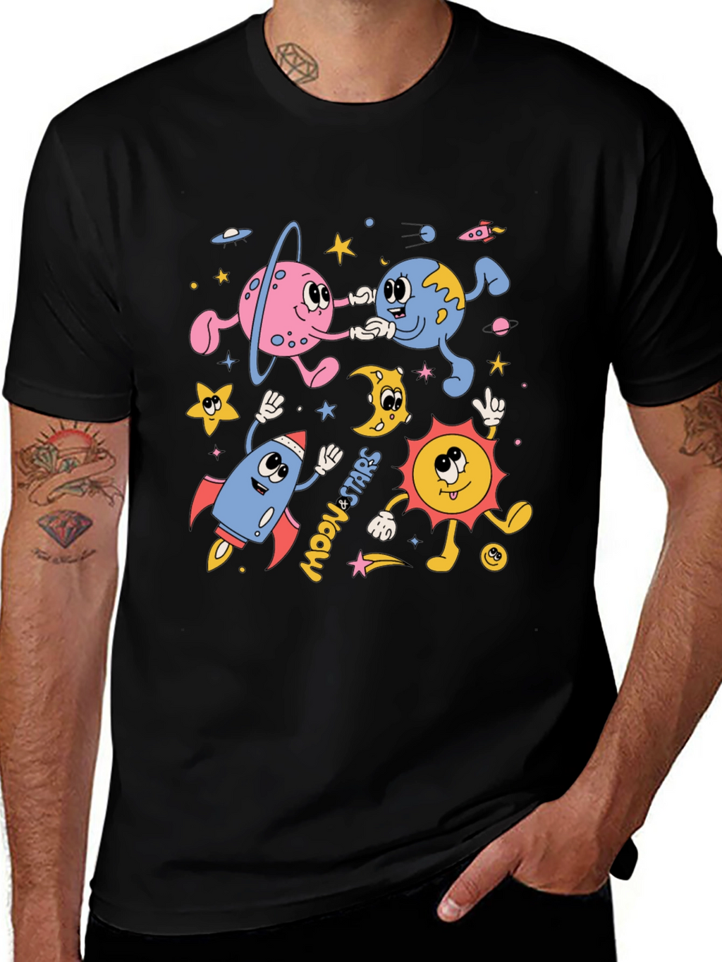 Retro Space Cartoon Graphic Tee