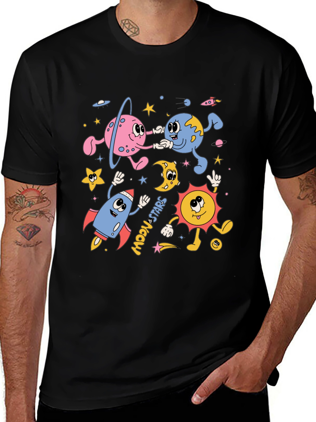 Retro Space Cartoon Graphic Tee
