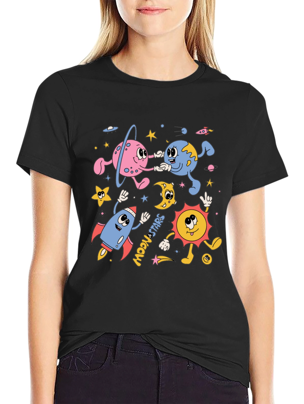 Retro Space Cartoon Graphic Tee