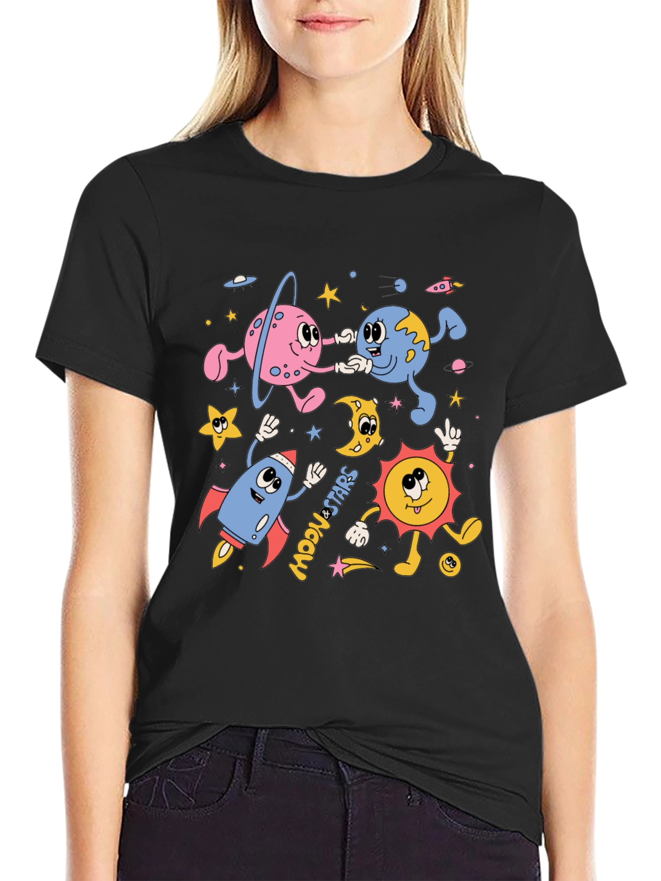 Retro Space Cartoon Graphic Tee