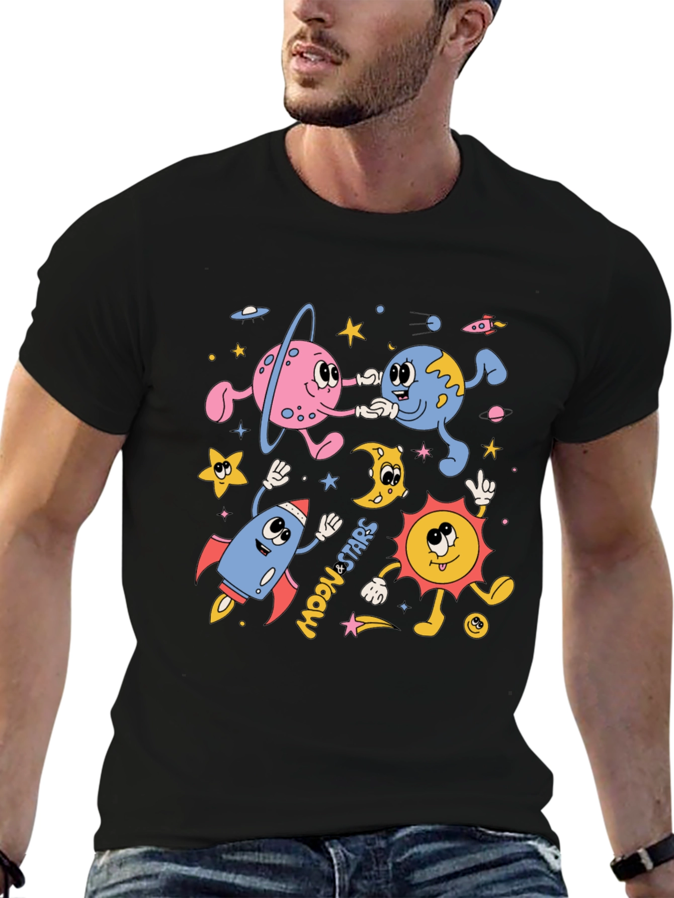 Retro Space Cartoon Graphic Tee