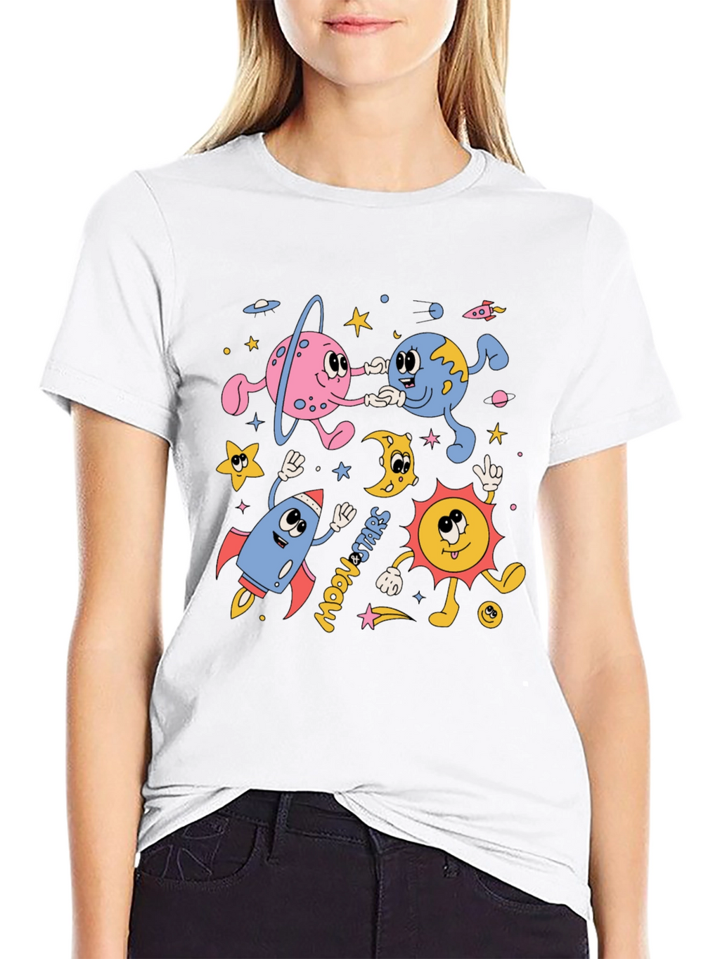 Retro Space Cartoon Graphic Tee