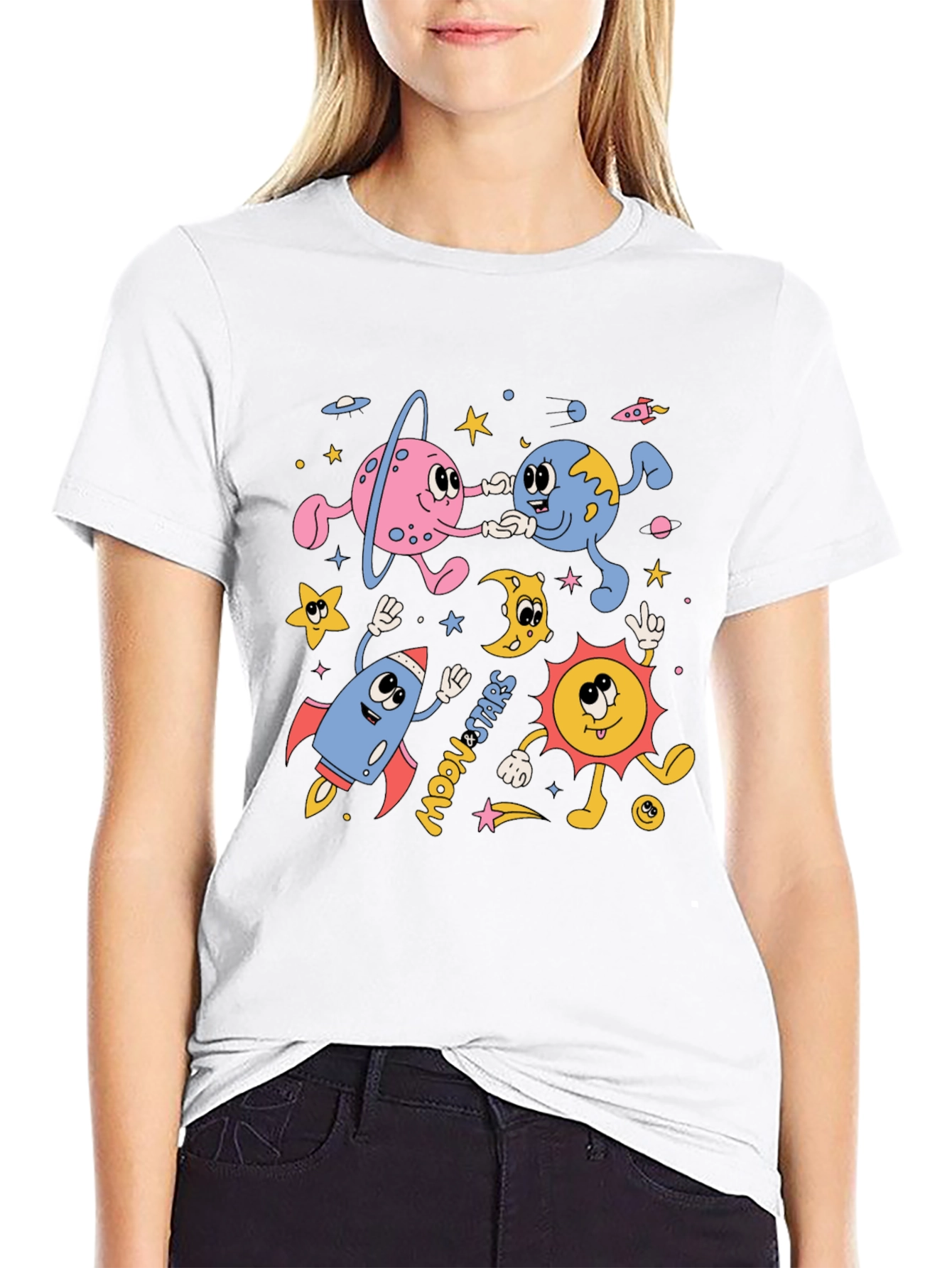 Retro Space Cartoon Graphic Tee