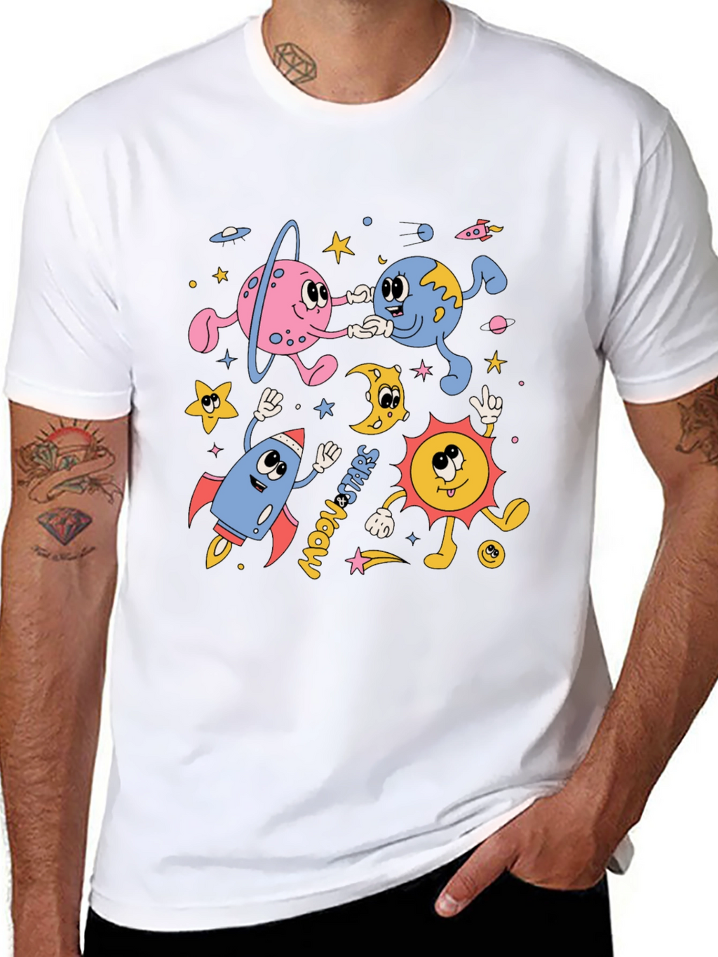 Retro Space Cartoon Graphic Tee