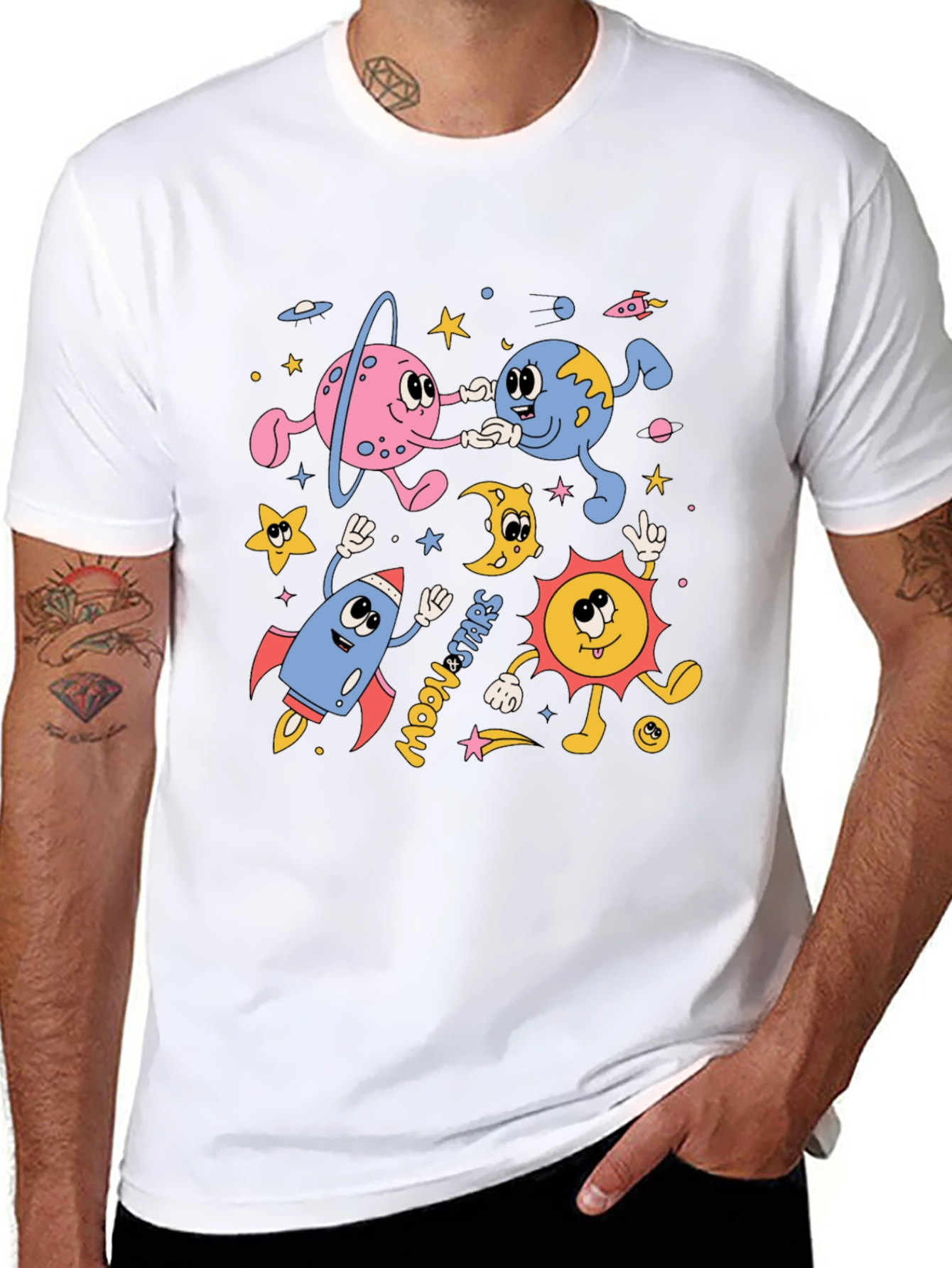 Retro Space Cartoon Graphic Tee