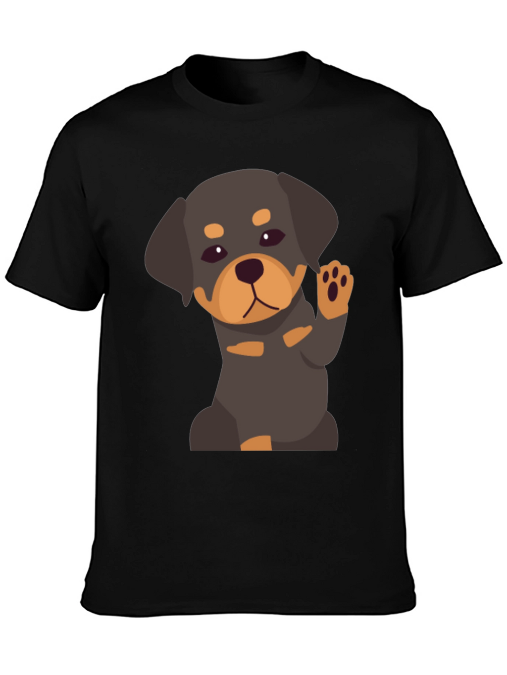 Cute Rottweiler Puppy Graphic Tee - Black