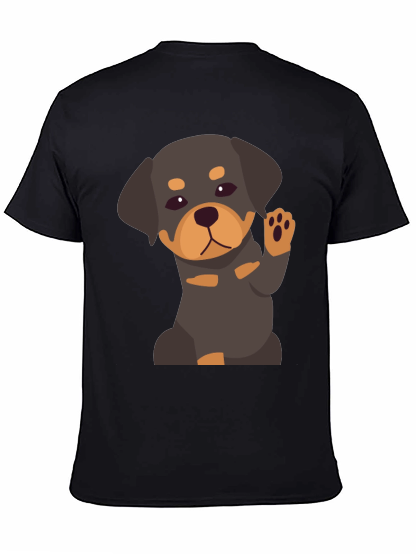 Cute Rottweiler Puppy Graphic Tee - Black