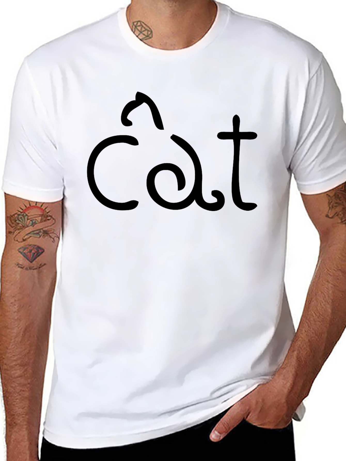 Cat Graphic Black T-Shirt