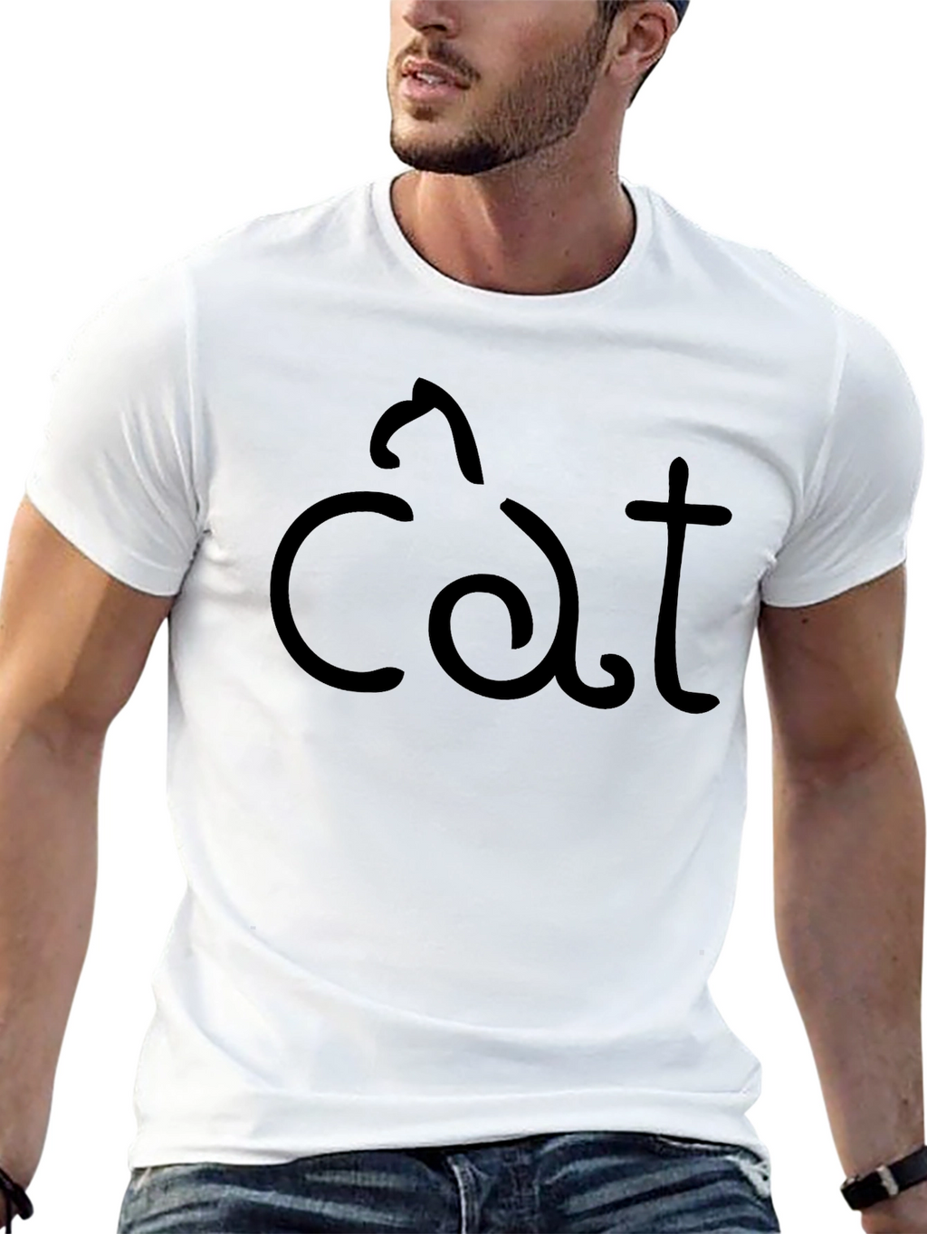 Cat Graphic Black T-Shirt