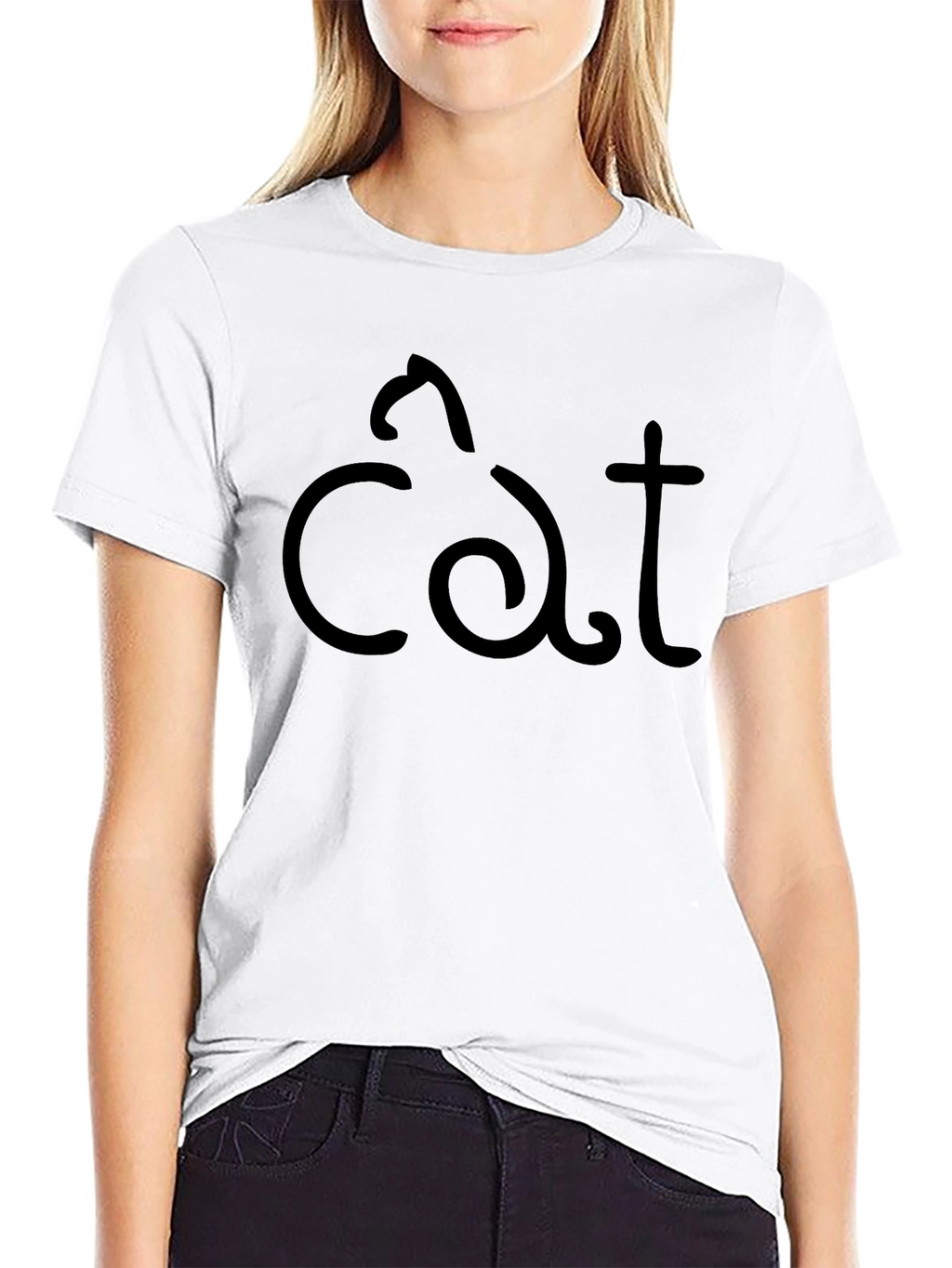 Cat Graphic Black T-Shirt