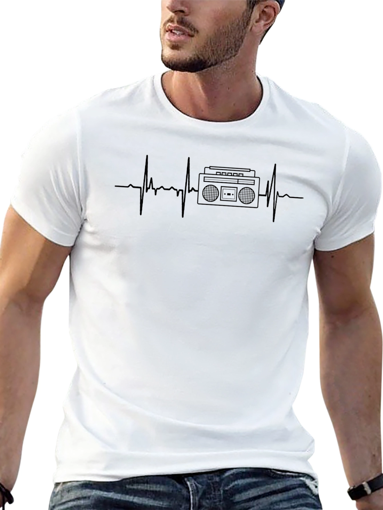Boombox Heartbeat T-Shirt - Music Lover Tee