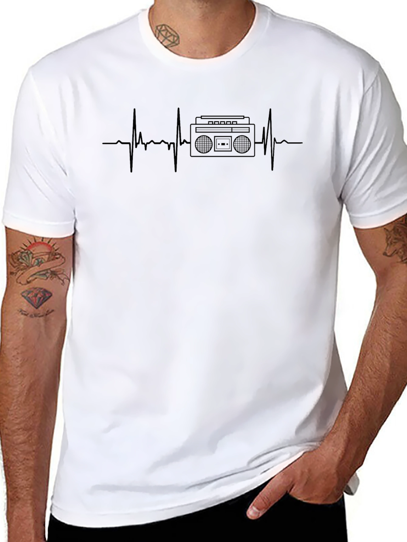 Boombox Heartbeat T-Shirt - Music Lover Tee